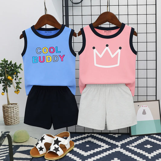 Boys multicolor sleeveless printed T-shirt 3 set of 2(Size 28, 30, 32)