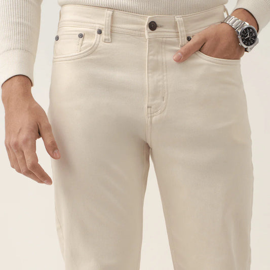 Ecru Beige Relaxed Fit Jeans