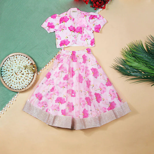 Girls Pink floral dress 3 set(size 28, 30, 32)