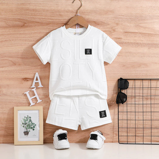 Boys White T-shirt with short set of 6(Size 22, 24, 26, 28, 30, 32)